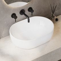 Eridanus - Vasque Poser Lavabo de salle de bain C ̈ramique Ovale Blanc - 48 x 34 x 14,5cm, ERI-VB-043