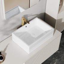 Eridanus - Vasque Poser Lavabo de salle de bain C ̈ramique Rectangulaire Blanc - 51 x 37 x 15,5cm, ERI-VB-073