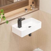Eridanus - Lavabo de Salle de Bain Rectangulaire en Porcelaine Vitrifi ̈e Blanche ̈¤ Poser ou ̈¤ Suspendre au Mur-46 x 25 x 12cm, ERI-WB-101L