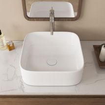 Eridanus - Vasque Poser Lavabo de salle de bain C ̈ramique Rectangulaire Blanc - 39 x 39 x 14cm, ERI-VB-016