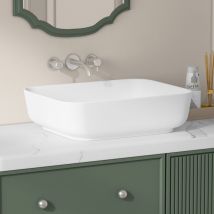 Vasque Poser Lavabo de salle de bain C ̈ramique Rectangulaire Blanc - Blanc - 50 x 39 x 14cm, ERI-VB-022N