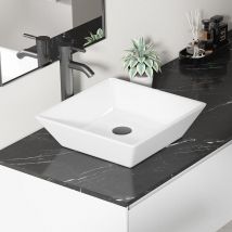 Eridanus - Vasque Poser Lavabo de salle de bain C ̈ramique Carr ̈e Blanc - 41,5 x41,5 x12cm, ERI-VB-014