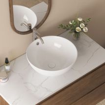 Eridanus - Vasque Poser Lavabo de salle de bain C ̈ramique Rond Blanc - 43 x43 x17,5cm, ERI-VB-033