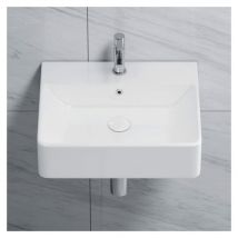 Eridanus - Vasque avec Trou de Robinet en C ̈ramique Rectangulaire Blanc - 50 x 42 x 13,5cm, ERI-WB-103K