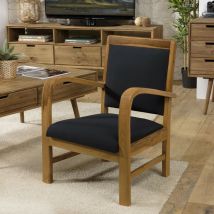 Macabane - eris - Fauteuil scandi teck et tissu noir