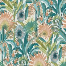 Erismann - Martinique Tropical Teal Wallpaper Botanical Paste The Wall Vinyl