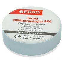 Erko - Nastro Isolante elettrico bianco 19 mm x 20 m i 8 Pezzi i pvc Per isolare i Riparare e legare i naastro adesivo i Per tensioni fino a 6 kv i