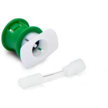 Adattatore con attacco rapido lato bassa pressione per impianti a/c degli autoveicoli con gas refrigerante R1234yf (verde) + Tubo flessibile Flex