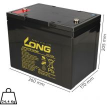 Ersatzakku für Dietz Bechle Alvaro Maxi 4 2x Kung Long Bleiakku KPH75-12NE M6 12V 75Ah zyklenfest