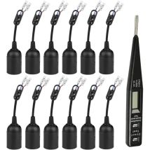 Ersatzfassung E27-12 Pcs E27 Sockel Lampenfassung + Vde Spannungs-/phasenprüfer, 4a 250v Lampenfassung Mit Kabel (max.60w), Lichtsockel 