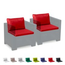 Grand Soleil - Ersatzkissen für Loungeset Gartenmöbelset Rattan Wasserdicht 2 Plätze Bica Rot