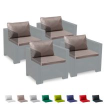 Grand Soleil - Ersatzkissen für Loungeset Gartenmöbelset Rattan Wasserdicht 4 Plätze Bica Braun