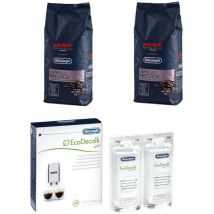 Ersatzteil - Paket mit 2 Packungen Kaffeebohnen kimbo Espresso Prestige 1KG und 1 Entkalker - Delonghi