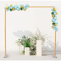 2Mx2M Arche de jardin en métal pour mariage, cadre en métal doré, support pour mariage, cadre pour fleurs, boîte, arche pour ballons de mariage Jaune