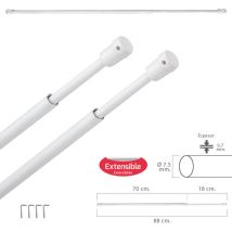 Barra Visillo Extensible 70/88 cm. Con Soporte, Sin Muelle (2 piezas)