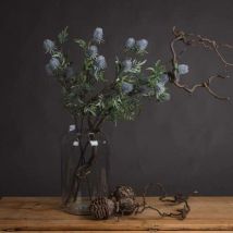 Hill Interiors - Eryngium Blue Thistle Artificial Plant - Fabric/Plastic - L24 x W24 x H76 cm - Purple