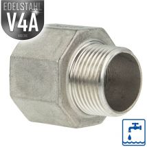 Hermann Schmidt - es Reduktions-Muffe Edelstahl V4A (aisi 316), ig x ag, Typ 246, 3/8 x 1/4 Zoll