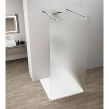 Polysan - esca chrome Panneau en verre de douche de 1 pièce, verre mat, 1400 mm