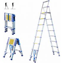 Hoström - Escalera telescópica de 10 escalones EXTENDACT10, Escalera telescópica 2.9m+2.6m, escalera plegable telescópica, Altura máxima de trabajo