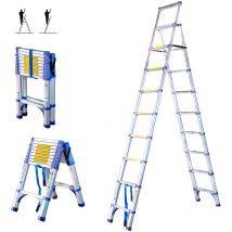 Teleskop-Trittleiter mit 10 Stufen EXTENDACT10, Teleskopleiter 2,9m+2,6m, faltbare Teleskop-Trittleiter, Max. Arbeitshöhe 4,4m, 5 Jahre Garantie,