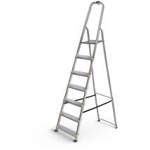 Hoström - Escabeau 7 marches dura pliable, marchepied léger en aluminium, hauteur plateforme 140cm, pieds antidérapants, charge 150kg, garantie 5 ans