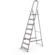 Hoström - Escabeau 8 marches dura pliable, marchepied léger en aluminium, hauteur plateforme 162cm, pieds antidérapants, charge 150kg, garantie 5 ans