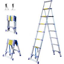 Scala telescopica a 8 gradini EXTENDACT8, Scala telescopica 2,3+2m, scala pieghevole telescopica, Alt. max lavoro 3,8m, Garanzia 5 anni, Hostrom