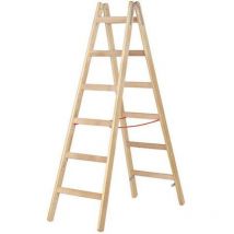 Escabeau bois 2x12 marches - Hauteur atteignable 4.75m - 71410/2X12