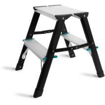 Vonroc - Escabeau double – 2 marches - antidérapant - Capacité de charge maximale 150kg – Hauteur de 43cm max .