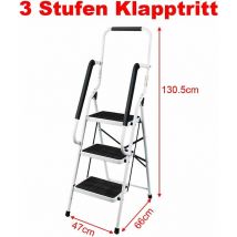 Dayplus - Escabeau pliable à 3 marches avec main courante - Escabeau pliable en acier - Escabeau antidérapant - Charge maximale : 150 kg - Pour la
