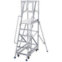 Escabeau roulant 6 marches avec roues escamotables - Hauteur max. de travail 3.50m - ER6-KRE