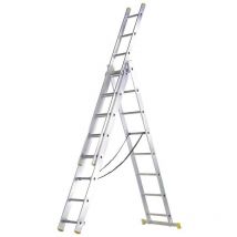 Wolfpack - escalera aluminio 3 tramos 10+10+10 peldaños.plegable, telescópica, antideslizante, resistente.