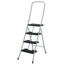 Escalera 3 peldaños blanca c/barandilla alta