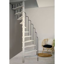 Handystairs - Escalera de caracol ahorradora de espacio 'Alpha' - altura 299 cm - hueco de escalera 125x65 cm - 12 peldaños de pino