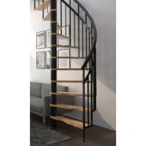 Handystairs - Escalera de caracol 'Siena' ø 145 cm - Giro a la derecha - 273 cm de altura - 12 peldaños de haya - Negro