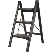 Norcks - Escalera De Tijera Escalera Plegable De 3 Peldaños Ligera, Fácil De Guardar Escalera De Tijera Portátil Para Interior/Exterior, Negro