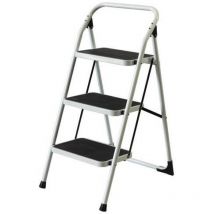 Homelux - Escalera Domestica Tijera 0,730Mt 3 Peldaños Anch Acero Bl