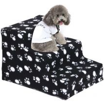 Keepbuying - Escalera para mascotas de 45 x 35 x 30 cm, para perros y gatos con funda de felpa, 3 peldaños, hasta 30 kg, color negro