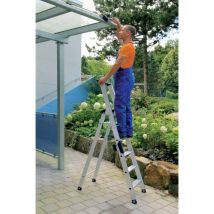 Munk - Escalera plegable de aluminio, acceso por un solo lado 2,07 m - 1,40 m 6 peldaños