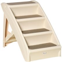 PawHut escalera plegable para mascotas 4 peldaños escalón para perros gatos portátil con alfombras antideslizantes para cama carga 20 kg 62x38x49,5 cm