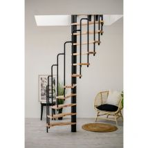 Handystairs - escalera de caracol que ahorra espacio 'Sampax' - 120x60 cm - 299 cm de altura - 12 peldaños de haya - Negro