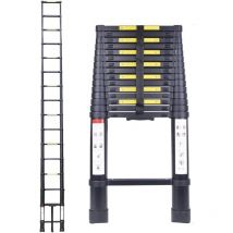 Jn.songs - chelle Télescopique en Aluminium 4,7M Noir Extensible Ladder Échelle Multi-Fonction Charge Max 150KG