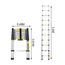 Escalera telescópica portátil de aluminio de 3,2 m, 11 peldaños, capacidad de 150 kg, multifunción