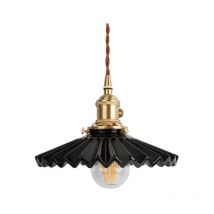 Wottes - Lámpara Colgante de Techo Industrial Vintage Luz Colgante Pantalla Cerámica Luz Araña Ajustable Negro