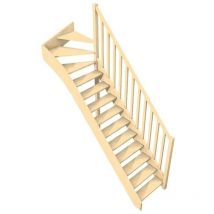 Levigne - Escalier 1/4 Tournant Haut En Sapin Avec Rampe Woodup.fr- Haut à Droite Sans Contremarche 280 Cm