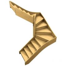 Levigne - Escalier Bois Double Quart Tournant Confort Woodup- Double 1/4 Tournant Gauche Avec Contremarches Sapin 288 Cm