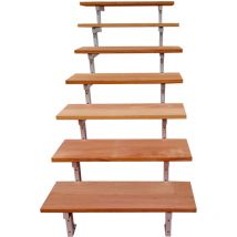 Vinuovo - Escalier en acier bali, 7 marches en bois exotique Bangkirai, Hauteur 122 cm - l 60 cm