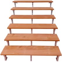 Vinuovo - Escalier en acier bali, 6 marches en bois exotique Bangkirai, Hauteur 105 cm - l 160 cm