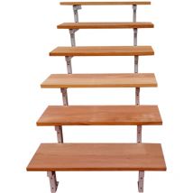 Vinuovo - Escalier en acier bali, 6 marches en bois exotique Bangkirai, Hauteur 105 cm - l 80 cm