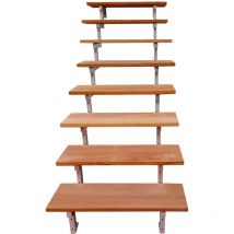 Vinuovo - Escalier en acier bali, 8 marches en bois exotique Bangkirai, Hauteur 139 cm - l 60 cm